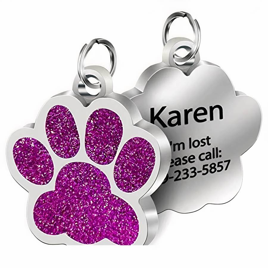 Médaille personnalisable pour chien Étiquettes personnalisées pour chien Accessoire chien Collier chien couleur: Bleu|Gris|Or|Rose|Rouge|Vert|Violet