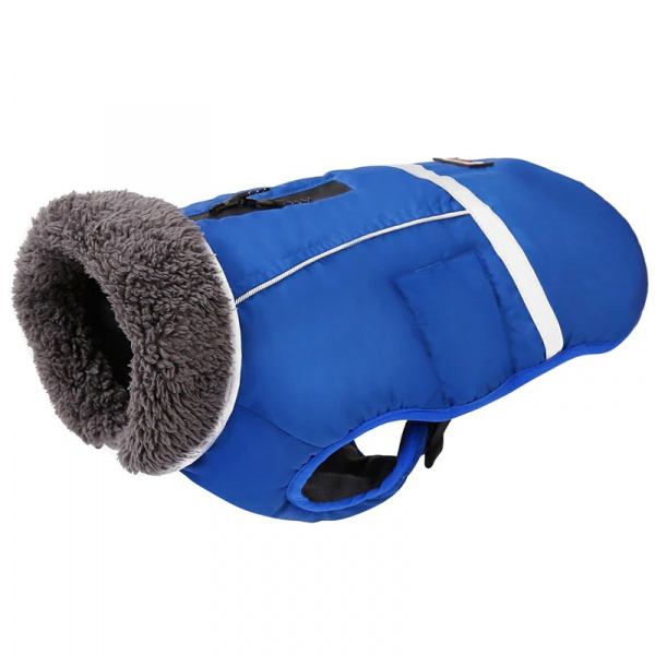 Vestes d’hiver réfléchissantes pour chiens Manteau pour chien Vêtement chien Taille: 2XL Couleur: Bleu