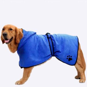 Peignoir de bain à capuche pour chien Manteau pour chien Vêtement chien a7796c561c033735a2eb6c: Bleu|Marron