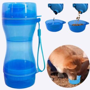 Bouteille portable 2 en 1 pour chien Accessoire chien Gourde pour chien couleur: Bleu|Rose|Vert