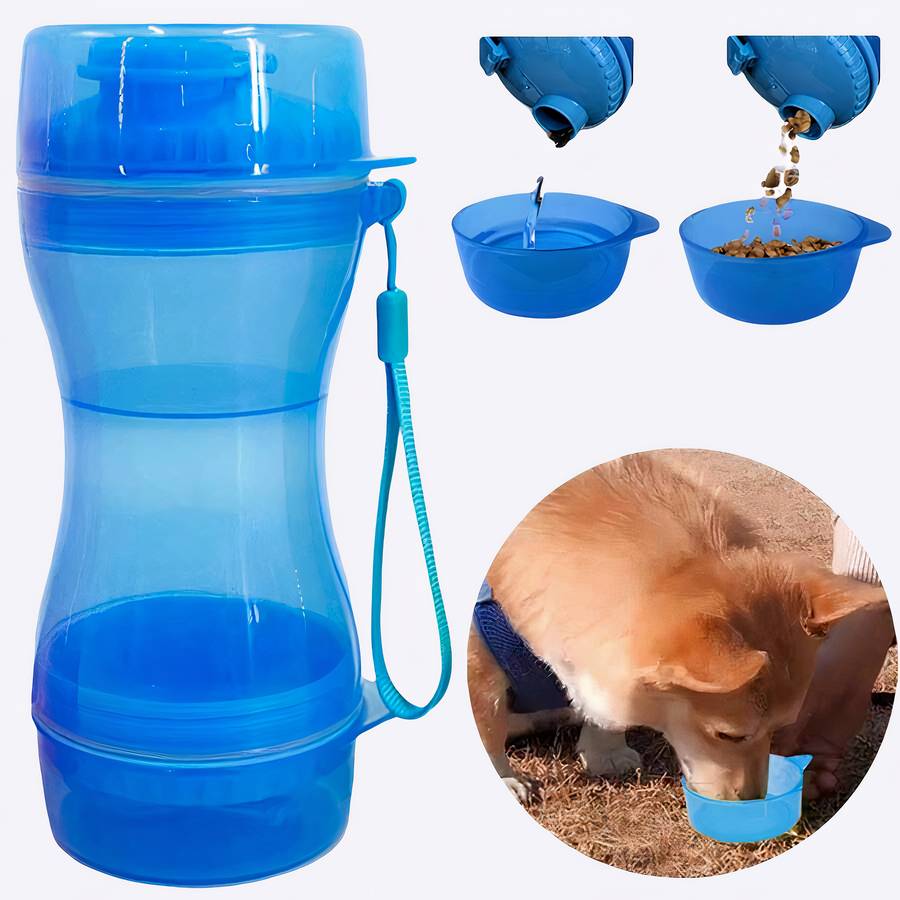 Bouteille portable 2 en 1 pour chien Bouteille portable 2 en 1 pour chien Accessoire chien Gourde pour chien couleur: Bleu|Rose|Vert