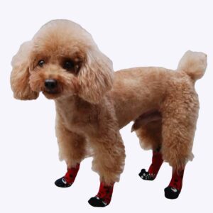 Chaussettes tricotées antidérapantes pour chien Chaussette pour chien Vêtement chien couleur: Bleu|Rose|Rouge