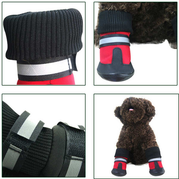 Chaussure taille haute en coton pour chien Chaussure pour chien Vêtement chien couleur: Noir|Rouge
