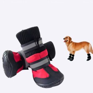 Chaussure taille haute en coton pour chien Chaussure pour chien Vêtement chien couleur: Noir|Rouge