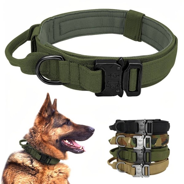 Collier De Dressage Militaire épais Pour Chien Avec Poignée - Collier Tactique Solide V0, Idéal Pour Le Travail Ou L'entraînement