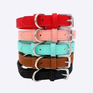 Collier en cuir coloré pour chien Accessoire chien Collier chien couleur: Bleu|Marron|Noir|Rose|Rouge