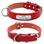 Collier personnalisé en cuir pour chien Accessoire chien Collier chien Taille: XL Couleur: Rouge