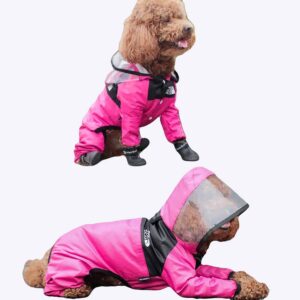 Combinaison en polyester à capuche pour chien Manteau pour chien Vêtement chien couleur: Rose|Rouge|Vert