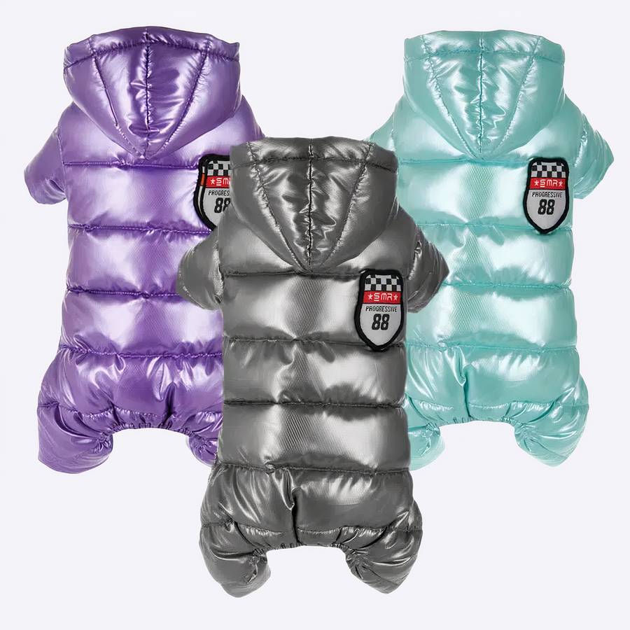 Combinaison imperméable d'hiver pour chiens Combinaison imperméable pour chiens Manteau pour chien Vêtement chien couleur: Gris|Rose|Vert|Violet