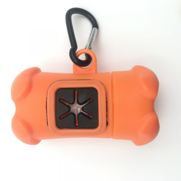 Distributeur portable de sacs à déchet pour chien Accessoire chien Couleur: Orange