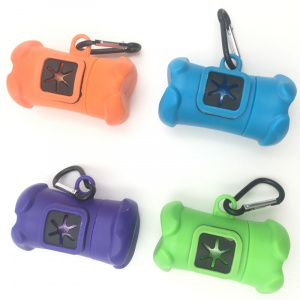 Distributeur portable de sacs à déchet pour chien Accessoire chien couleur: Bleu|Orange|Vert|Violet