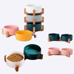 Double gamelle avec support en bois pour chien Accessoire chien Gamelle chien couleur: Blanc|Gris|Jaune|Rose|Vert
