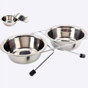 Double gamelle avec support en fer pour chien Accessoire chien Gamelle chien couleur: Gris