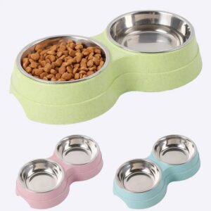 Double gamelle en acier inoxydable Accessoire chien Gamelle chien couleur: Bleu|Rose|Vert