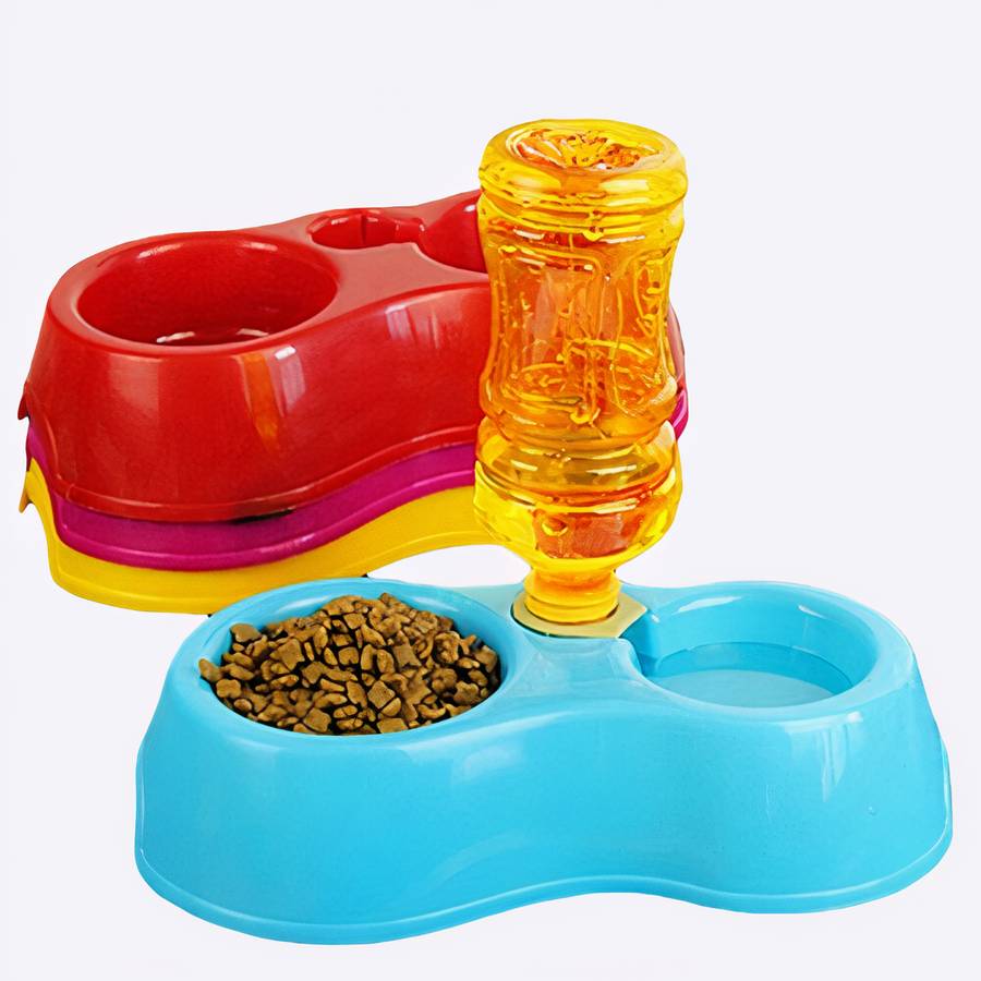 Double gamelle pour chien Double gamelle pour chien Accessoire chien Gamelle chien couleur: Bleu|Orange|Rose|Rouge|Vert