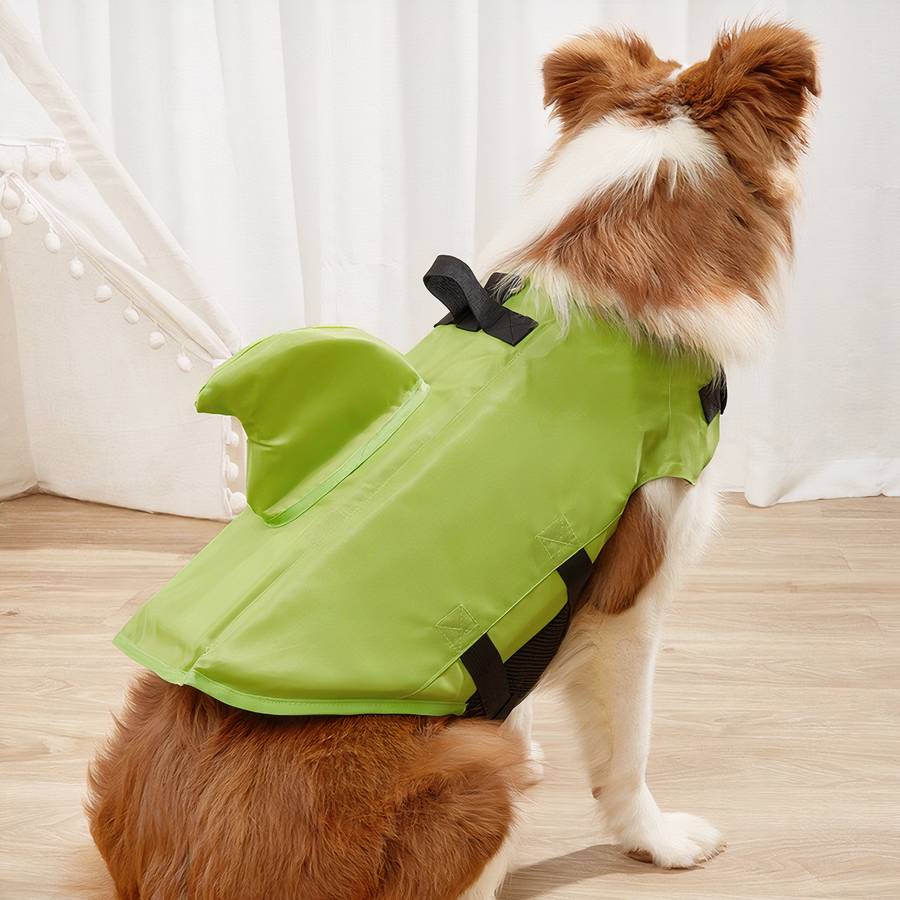 Gilet de sauvetage en forme de requin pour chiens Gilet sauvetage chien Vêtement chien Taille: M Couleur: Vert