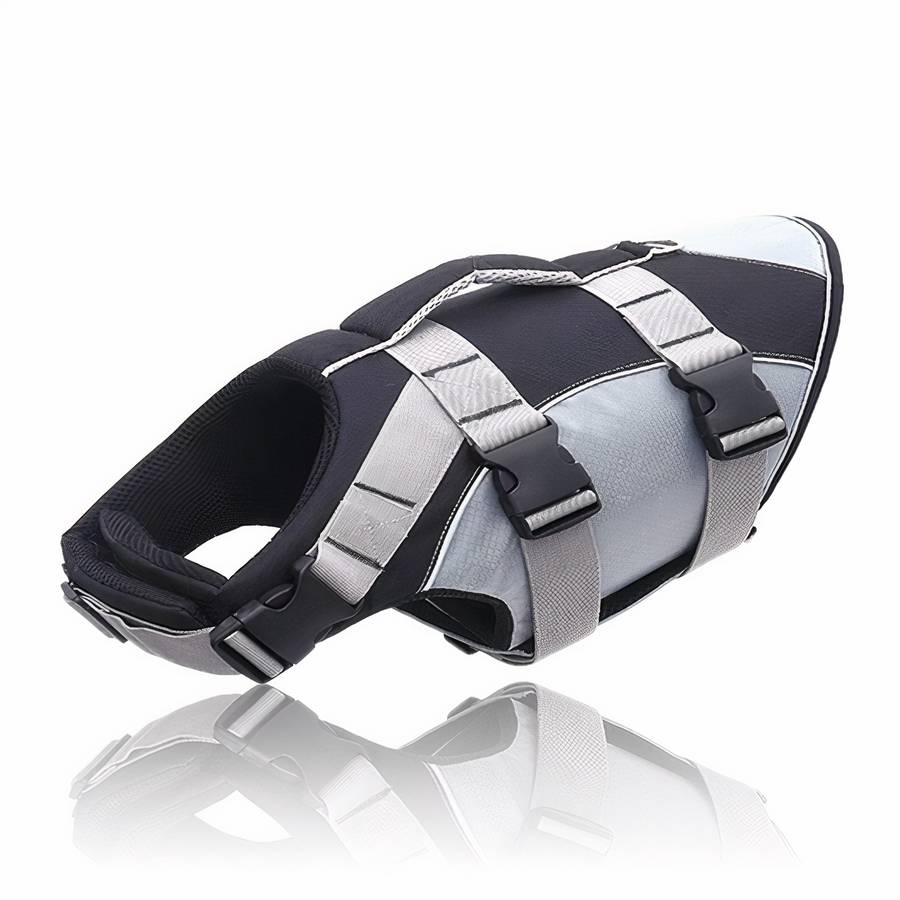 Gilet de sauvetage pour chien Gilet sauvetage chien Vêtement chien Taille: XL Couleur: Noir