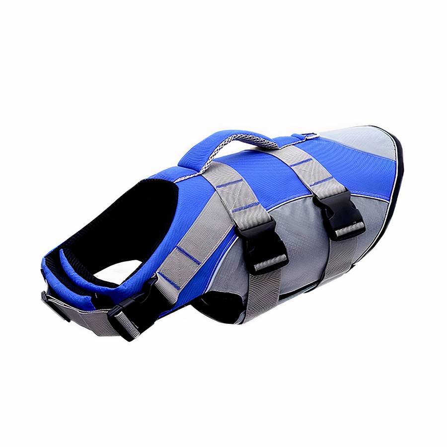 Gilet de sauvetage réfléchissant pour chien Gilet sauvetage chien Vêtement chien Taille: S Couleur: Bleu