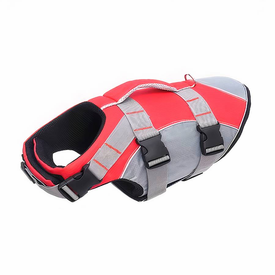 Gilet de sauvetage réfléchissant pour chien Gilet sauvetage chien Vêtement chien Taille: S Couleur: Rouge