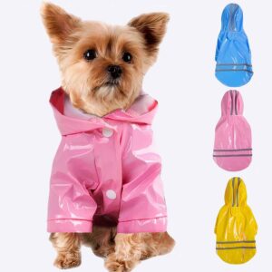 Imperméable à capuche pour chiens Vêtement chien couleur: Bleu|Jaune|Noir|Rose|Rouge