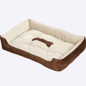 Lit à motif d’os pour chien Couchage chien Lit pour chien Panier chien couleur: Marron|Noir