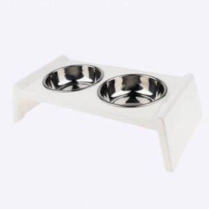 Mangeoire avec support en acrylique pour chien Accessoire chien Gamelle chien Couleur: Blanc