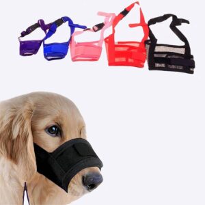 Masque anti-aboiement et dressage pour chien Accessoire chien Collier anti-aboiement chien couleur: Bleu|Noir|Rose|Rouge|Violet