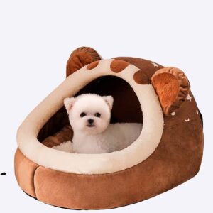 Niche avec oreilles de chat pour chien Couchage chien Lit pour chien Niche chien couleur: Gris|Marron|Vert