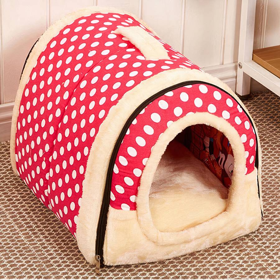Niche en peluche pour chien Couchage chien Lit pour chien Niche chien couleur: Marron|Rose