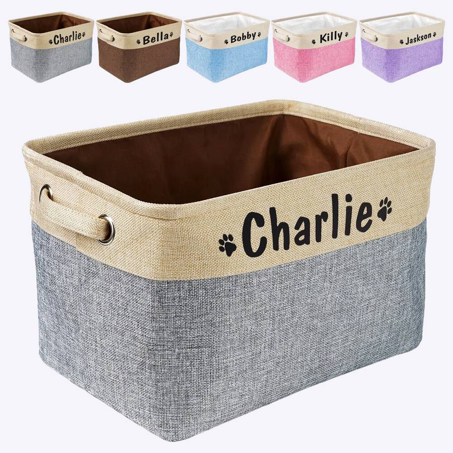 Panier de rangement personnalisé pour chien Panier de rangement personnalisé pour chien Accessoire chien Jouets pour chien couleur: Bleu|Gris|Marron|Rose|Violet