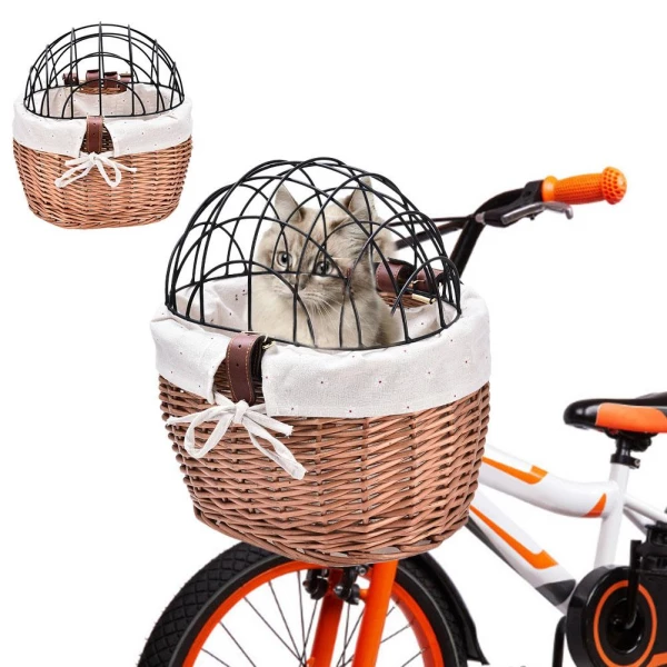 Panier guidon avant de vélo pour chien Panier vélo chien Transport chien Matériau: Osier