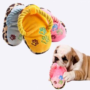 Peluche en forme de pantoufle pour chien Accessoire chien Jouets pour chien couleur: Bleu|Jaune|Rose