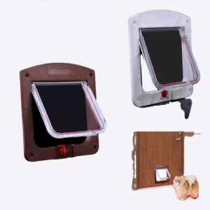 Porte à rabat verrouillable pour chien Chatière pour chien Mobilier pour chien couleur: Blanc|Marron