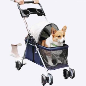 Poussette pliable pour chien Chariot pour chien Transport chien couleur: Bleu|Noir|Rose|Rouge