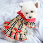 Robe à carreaux classique pour chien Vêtement chien couleur: Marron