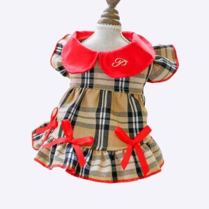 Robe à carreaux classique pour chien Vêtement chien couleur: Marron