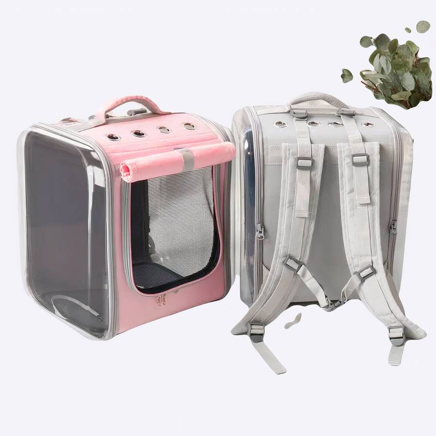 Sac à dos de portage pour chien Sac à dos pour chien Transport chien couleur: Gris|Rose