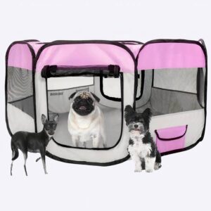 Tente octogonale pliable pour chiens Mobilier pour chien Parc pour chien couleur: Bleu|Noir|Orange|Rose|Vert