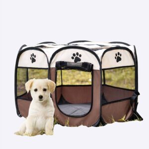 Tente octogonale pliante pour chiens Mobilier pour chien Parc pour chien couleur: Bleu|Gris|Jaune|Marron|Rose|Rouge