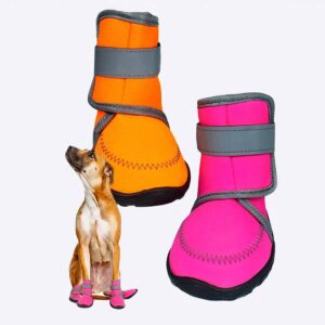 Chaussure d’hiver imperméable pour chien Chaussure pour chien Vêtement chien couleur: Orange|Rose