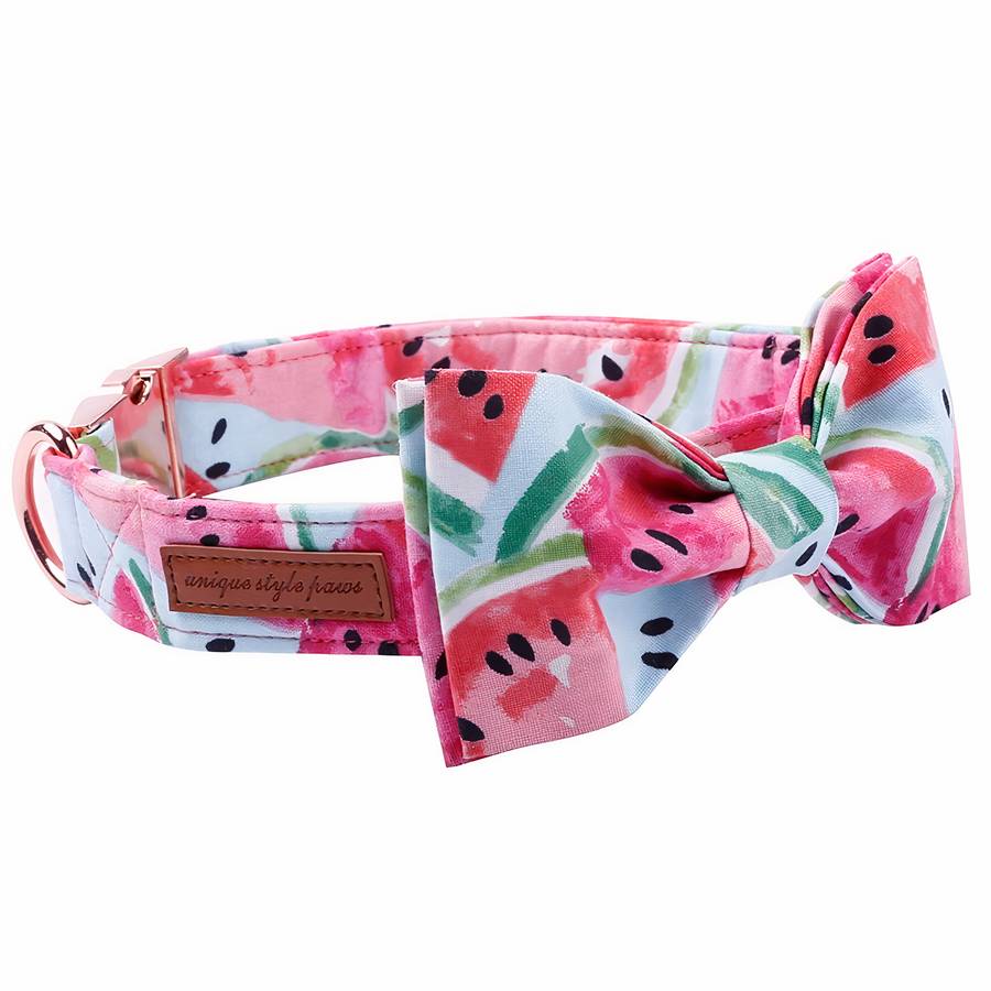 Collier à motif de pastèque pour chien Accessoire chien Collier chien couleur: Rose