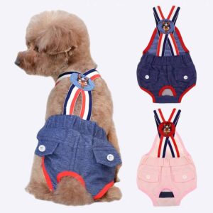 Couche-culotte lavable pour chien Vêtement chien couleur: Bleu|Rose