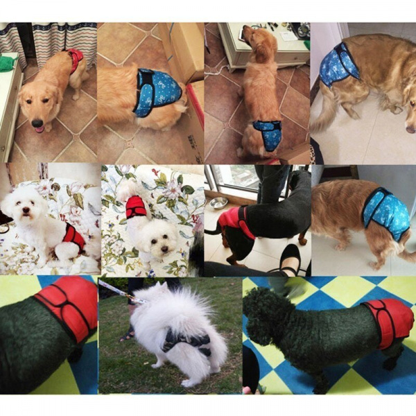 Couche-culotte lavable pour chiens Ventes privées Vêtement chien couleur: Bleu|Bleu ciel|Jaune|Kaki|Noir|Rose|Rouge
