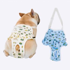 Couche culotte pour petit chien. très pratique lors de la stérilisation. La culotte est ouverts au niveau de la queue. Elle s'attache grâce à une sangle qui passe à l'avant du chien et une autre en dessous du ventre.