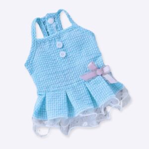 Robe à carreaux pour chien Vêtement chien couleur: Bleu