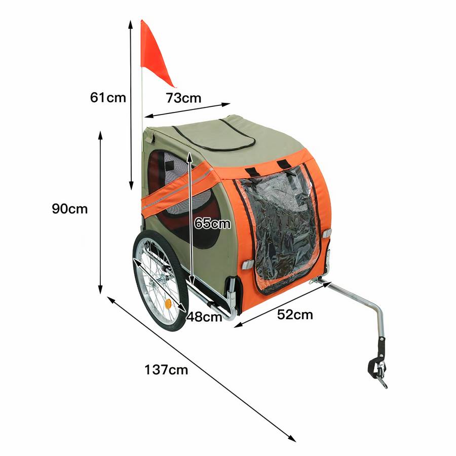 Remorque à vélo pliable pour chien Remorque à vélo pliable pour chien Remorque vélo chien Transport chien Couleur: Orange