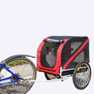 Remorque à vélo pliable pour chien Remorque vélo chien Transport chien couleur: Bleu|Orange|Rouge|Vert
