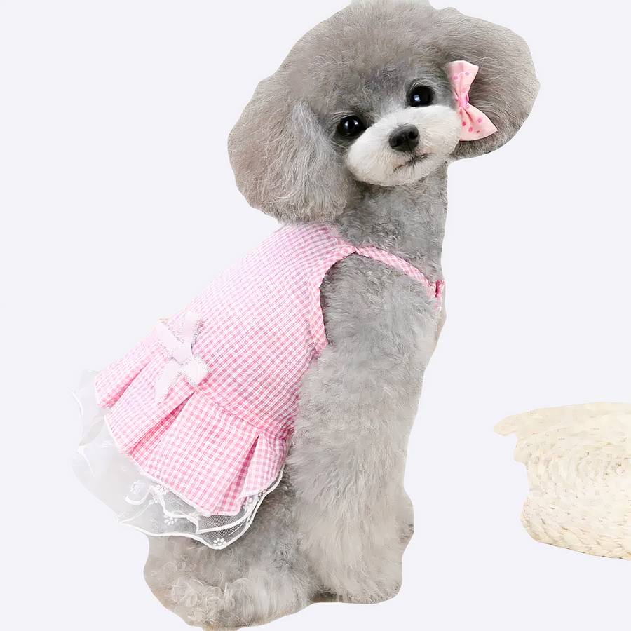 Robe à carreaux pour chien Robe à carreaux pour chien Vêtement chien couleur: Bleu|Noir|Rose