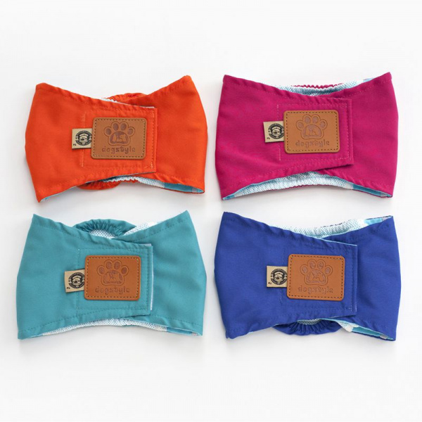 Bande ventrale en coton pour chien Culotte Pour Chien Vêtement chien couleur: Bleu|Bleu ciel|Orange|Rose