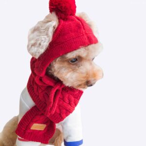 Chapeaux tricotés de luxe pour animaux de compagnie Vêtement chien couleur: Gris|Noir|Rouge